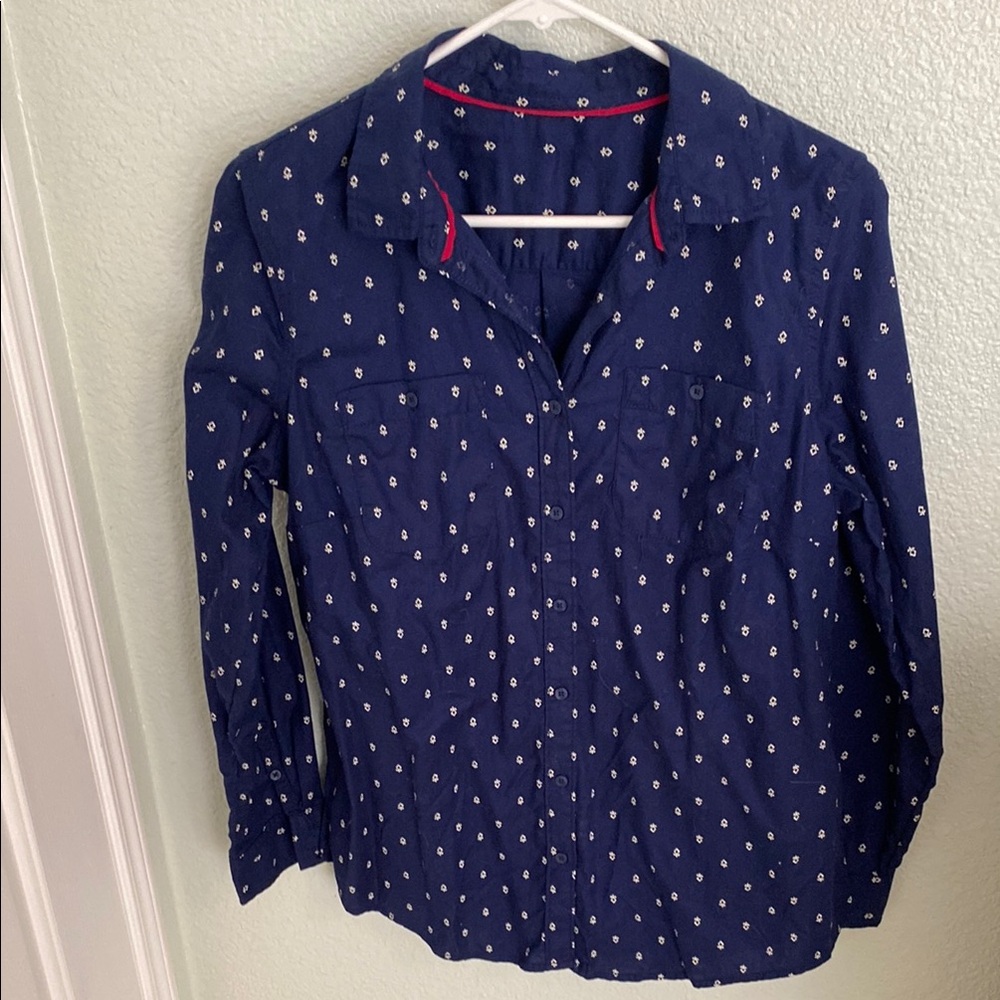 Unk Blue Button Down Shirt with Notched Collar